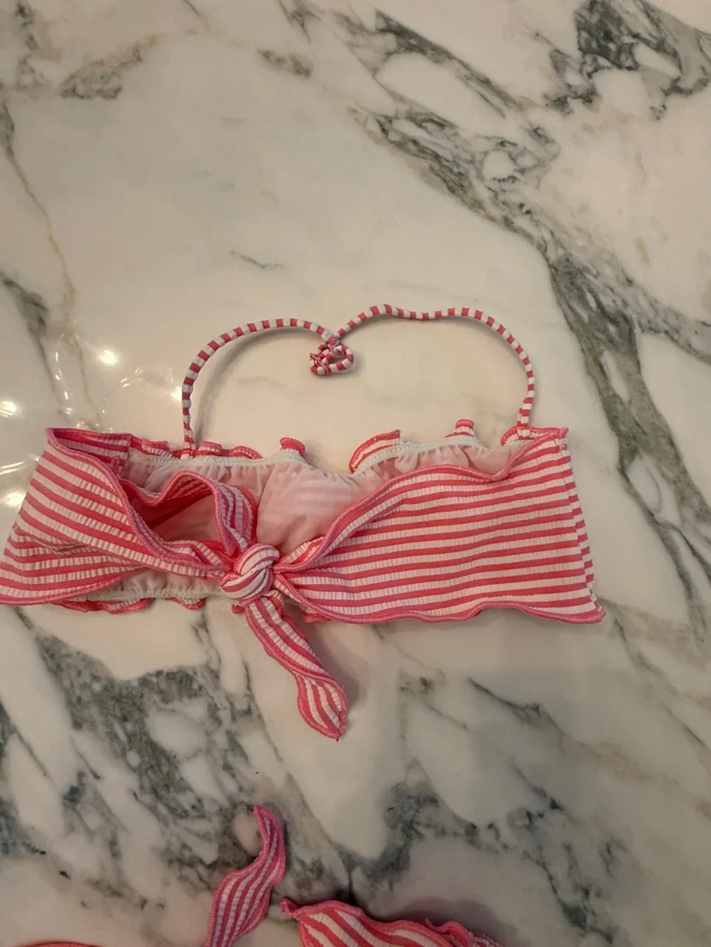 MC2 Saint Barth Pink and White Striped Ruffle Two-Piece Bikini